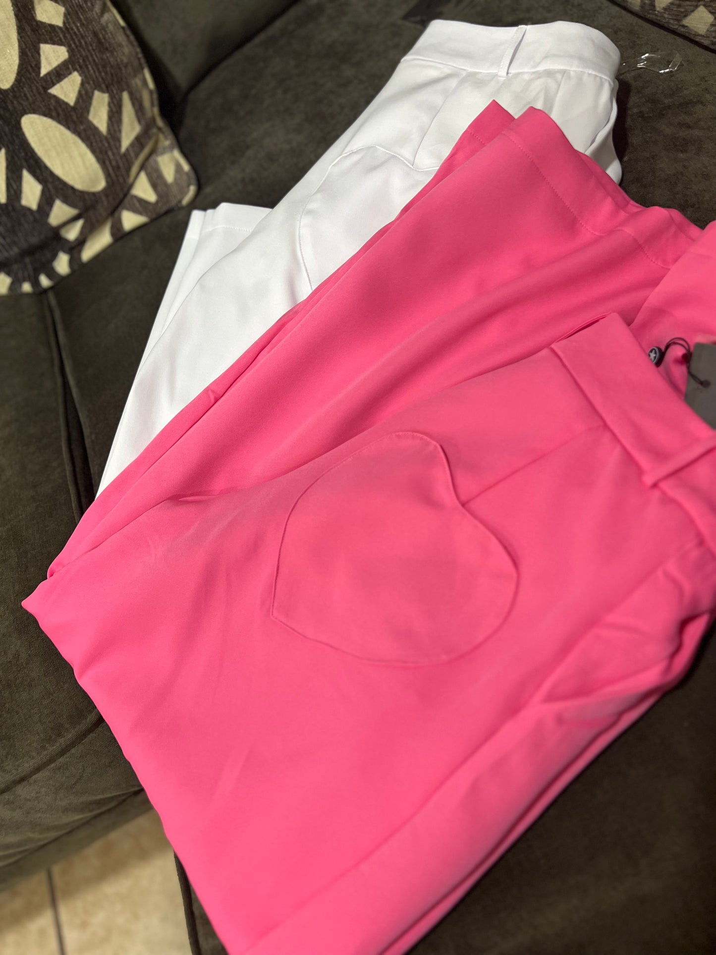 Pink pants with heart pockets