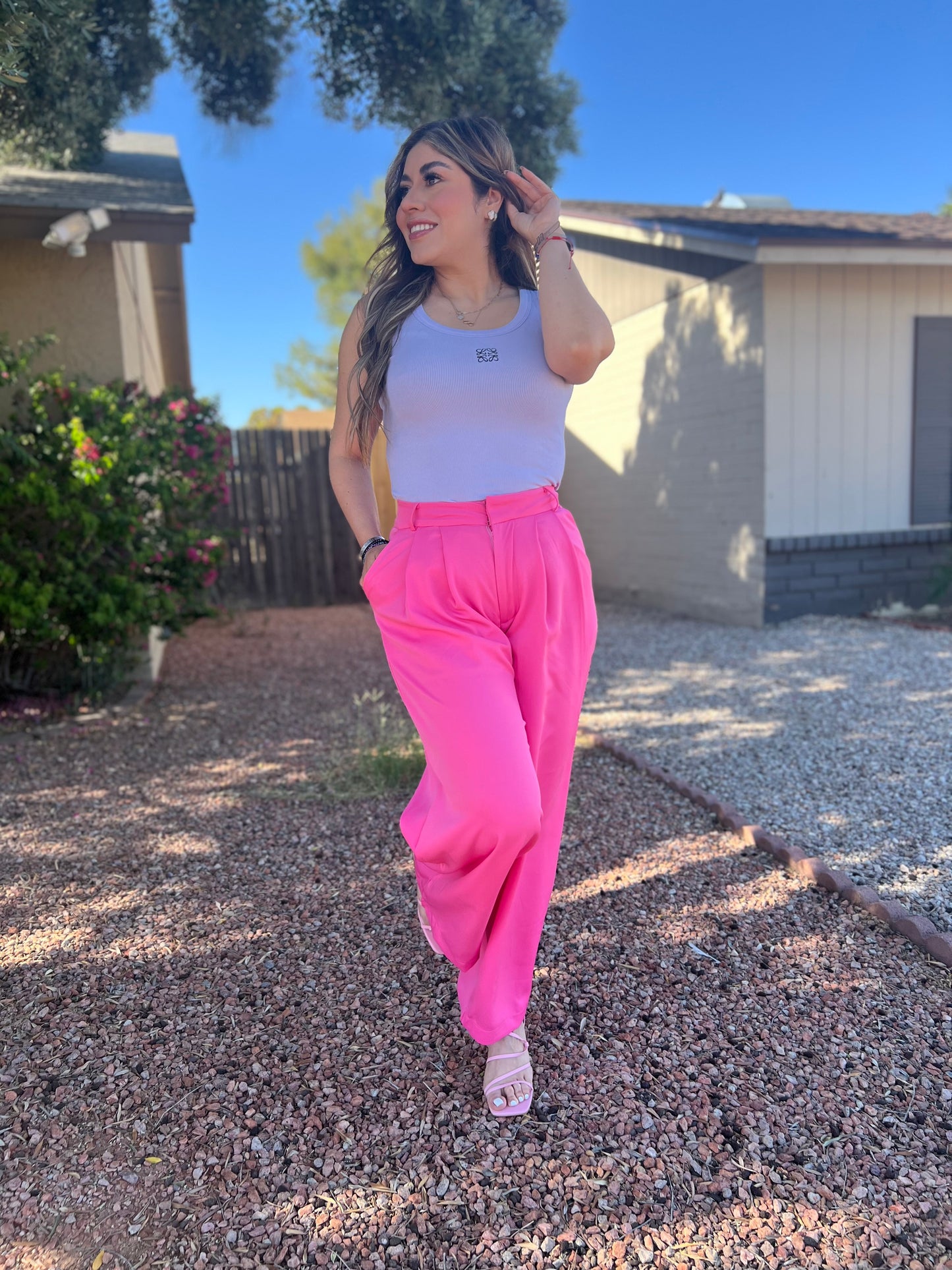 Pink pants with heart pockets