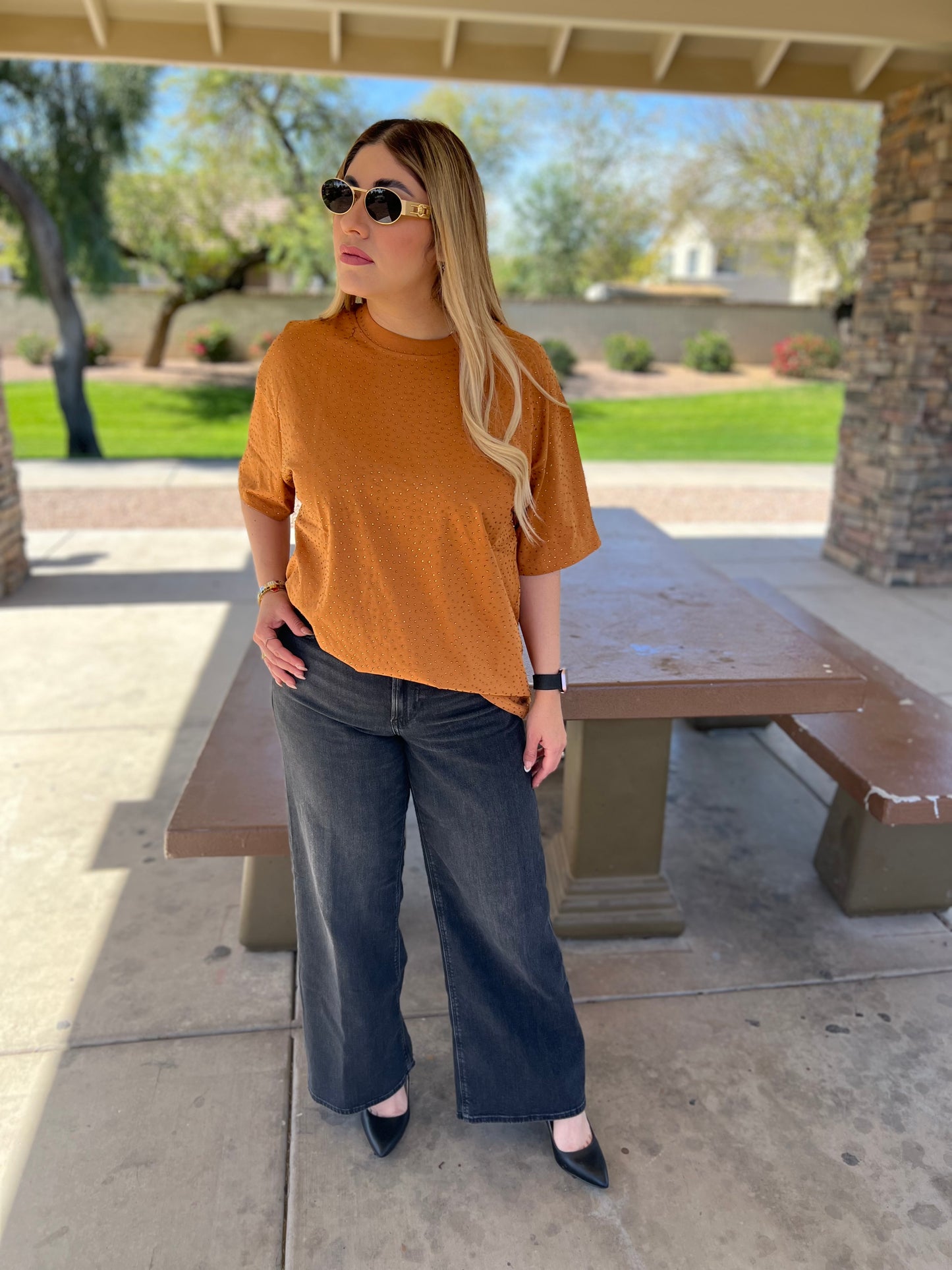 Rhinestone Shirt (camel)