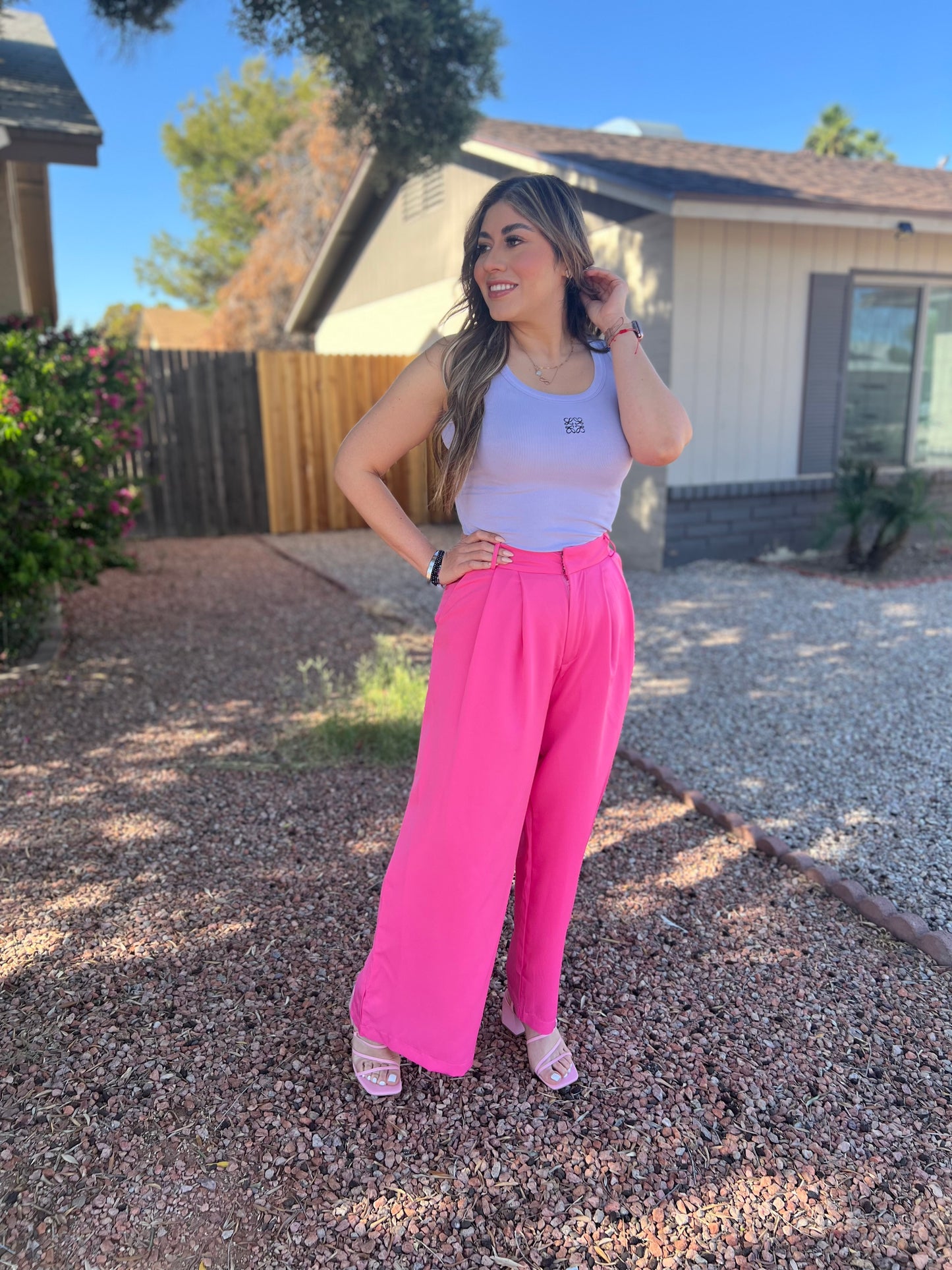 Pink pants with heart pockets