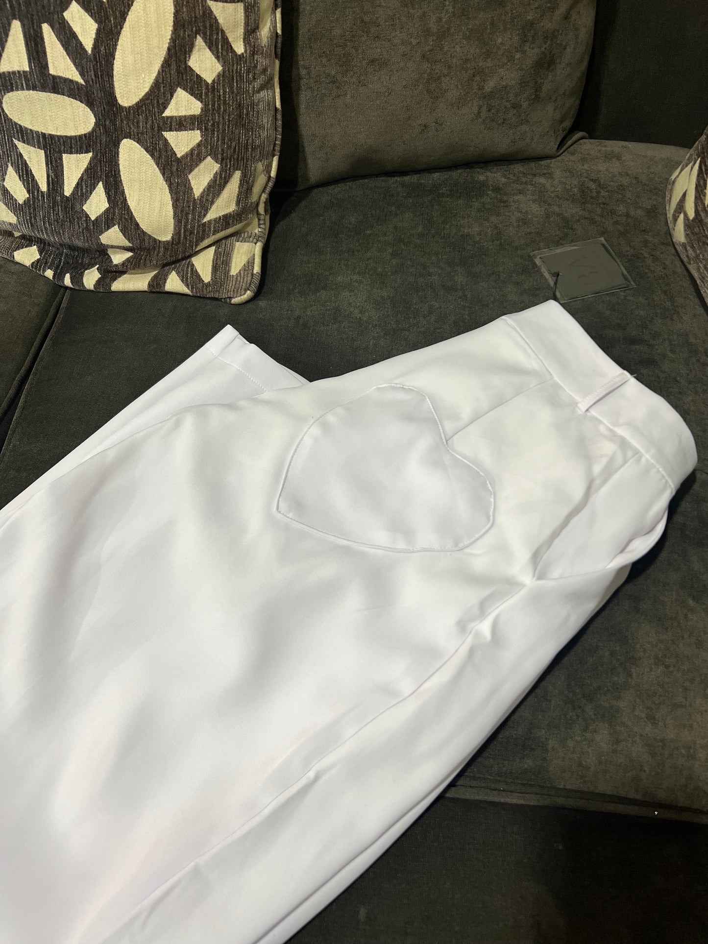 White Pants with heart pockets