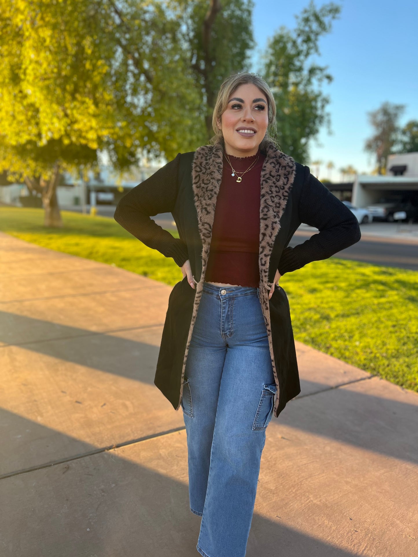Cheetah & Black Cardigan