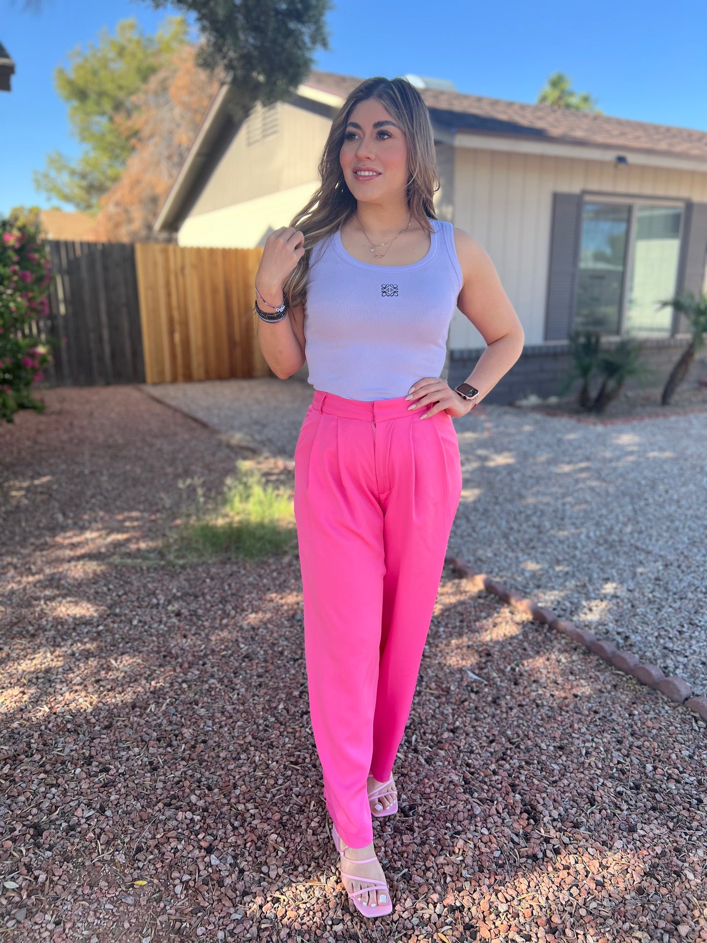 Pink pants with heart pockets