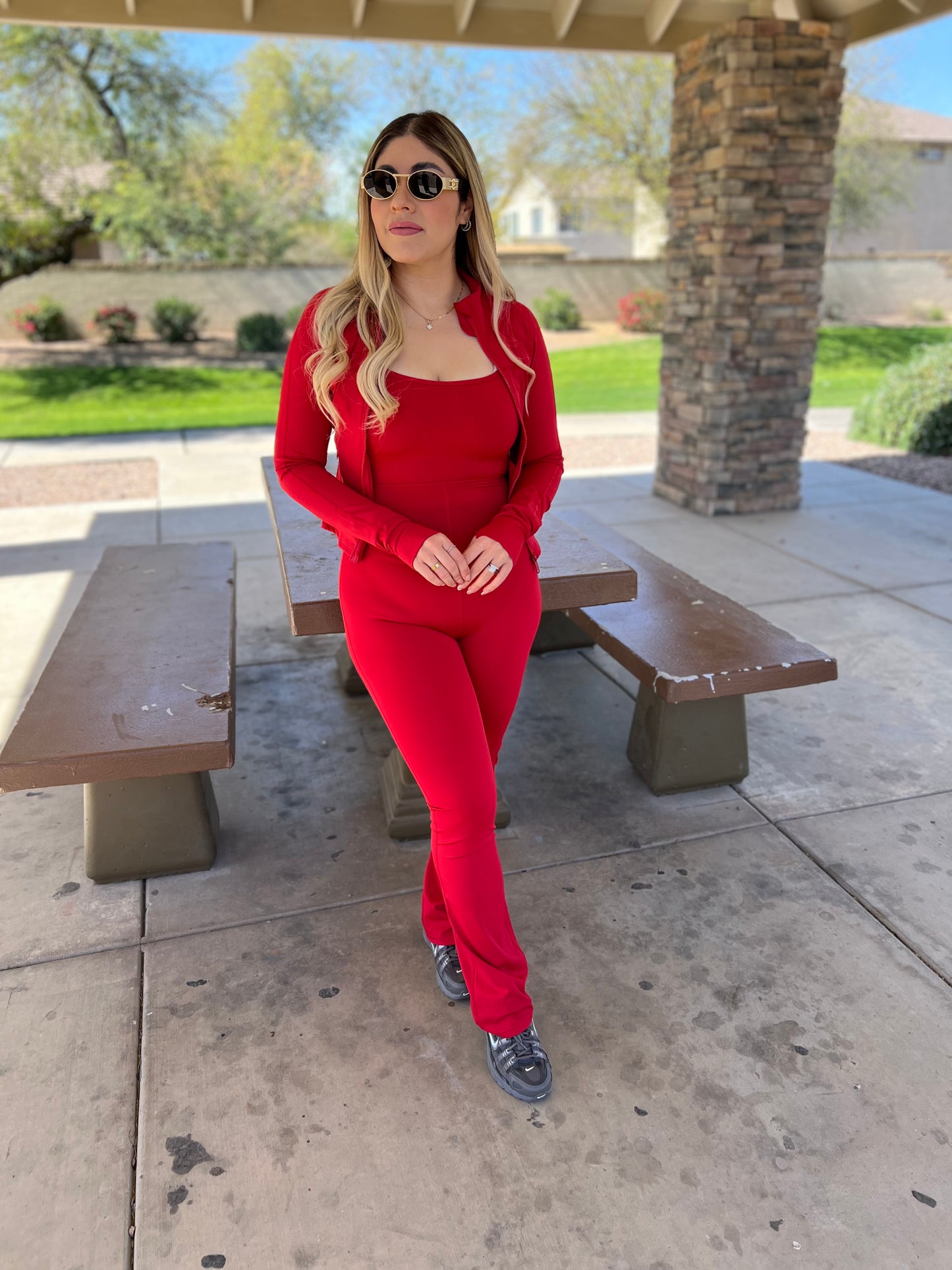 Red jumpsuit