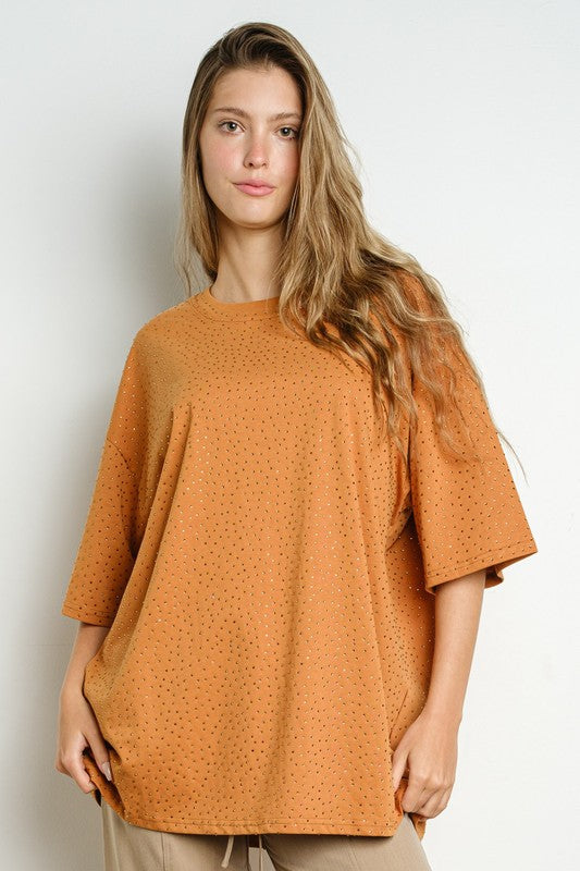 Rhinestone Shirt (camel)