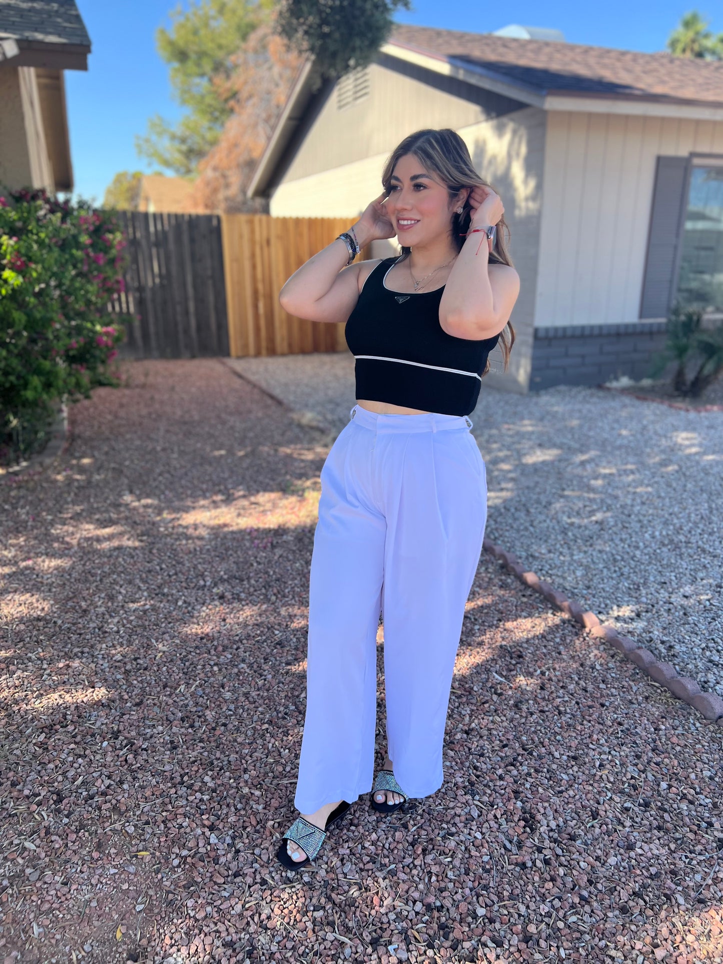White Pants with heart pockets