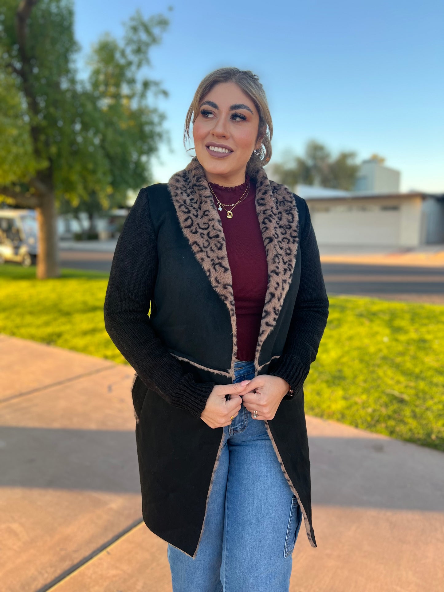 Cheetah & Black Cardigan